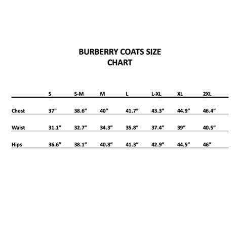 burberry jacket size chart|burberry size 40 in us.